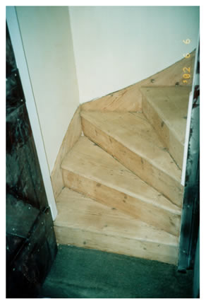 Wood floor stripping on staircase in Ware, Herts. Staircase stripping in Hertfordshire..